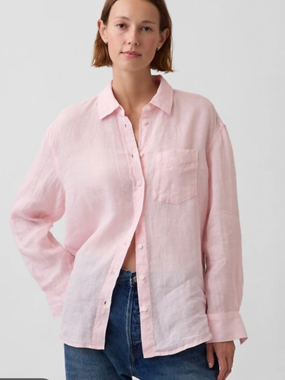 GAP Light Pink Linen Button-Down Shirt